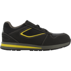 Men's safety shoe in black and yellow, perfect for protection in hazardous work environments.