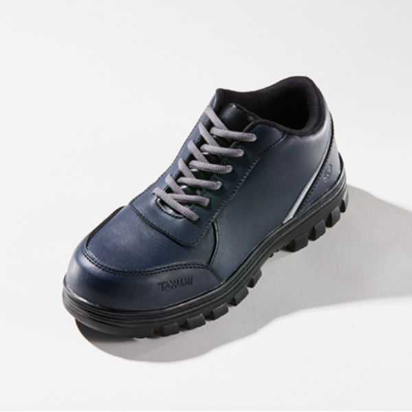 A blue leather shoes with laces, perfect for adding a stylish touch to any outfit.