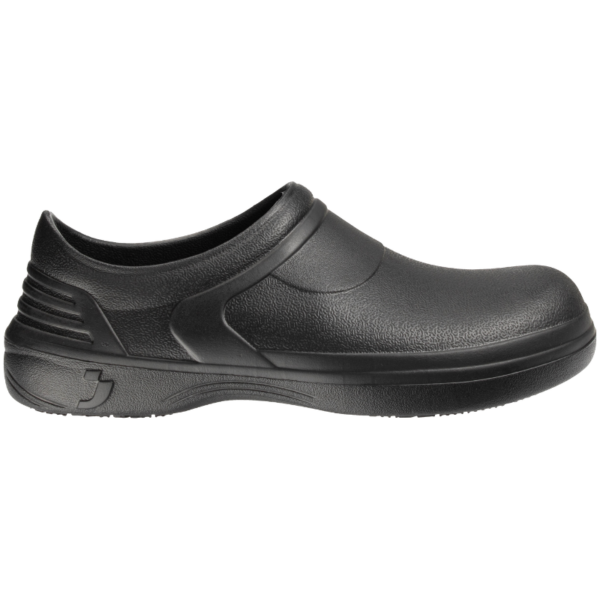 A black slip-on shoe.